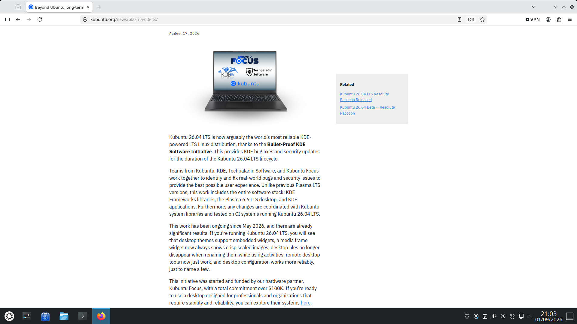The Bullet-Proof KDE announcement
