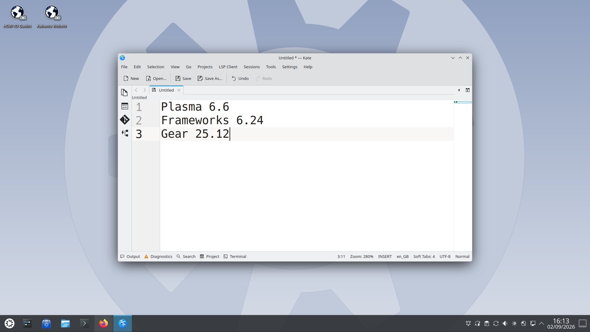 The supported stack: Plasma 6.6, Frameworks 6.24, Gear 25.12